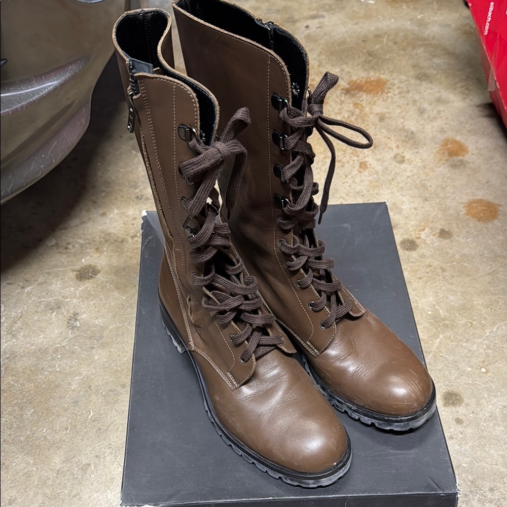 Barney's New York Brea Brown Lace-Up Boots 38